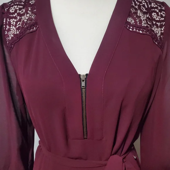 BCX Burgandy Lace Dress - Picture 4 of 13
